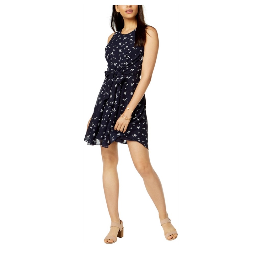 Maison Jules Navy Dog Fit and Flare Sheer Overlay Dress Size 4